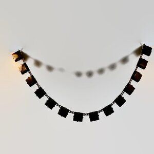 Art Deco Necklace, Sterling Silver, Black, Faceted, 20s, 30s, Chicklet